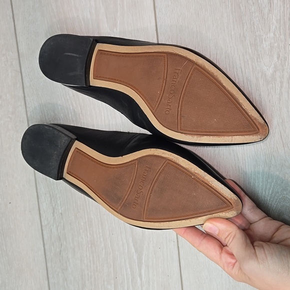 Franco Sarto Anthropologie Women's  Sela Black Leather Mules Pointed Toe Sz 8M - Picture 10 of 11